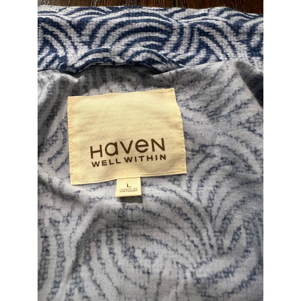 Haven Well Within Organic Cotton Jersey Abstract Wave Robe Women's Size L - Picture 7 of 7